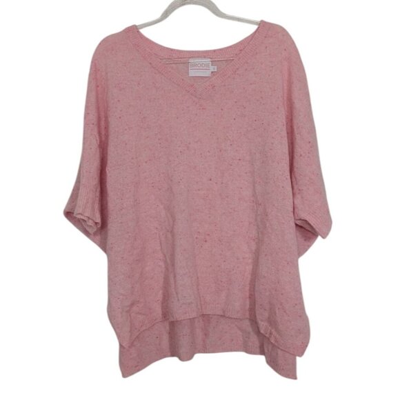 Brodie Cashmere Dolman Sweater Womens Size Small Pink Short Sleeve Oversized - Picture 1 of 12